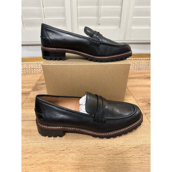 Madewell The Corinne Lugsole Loafer True Black Leather Sz 9.5 NWOB 90s Classic - Picture 2 of 13